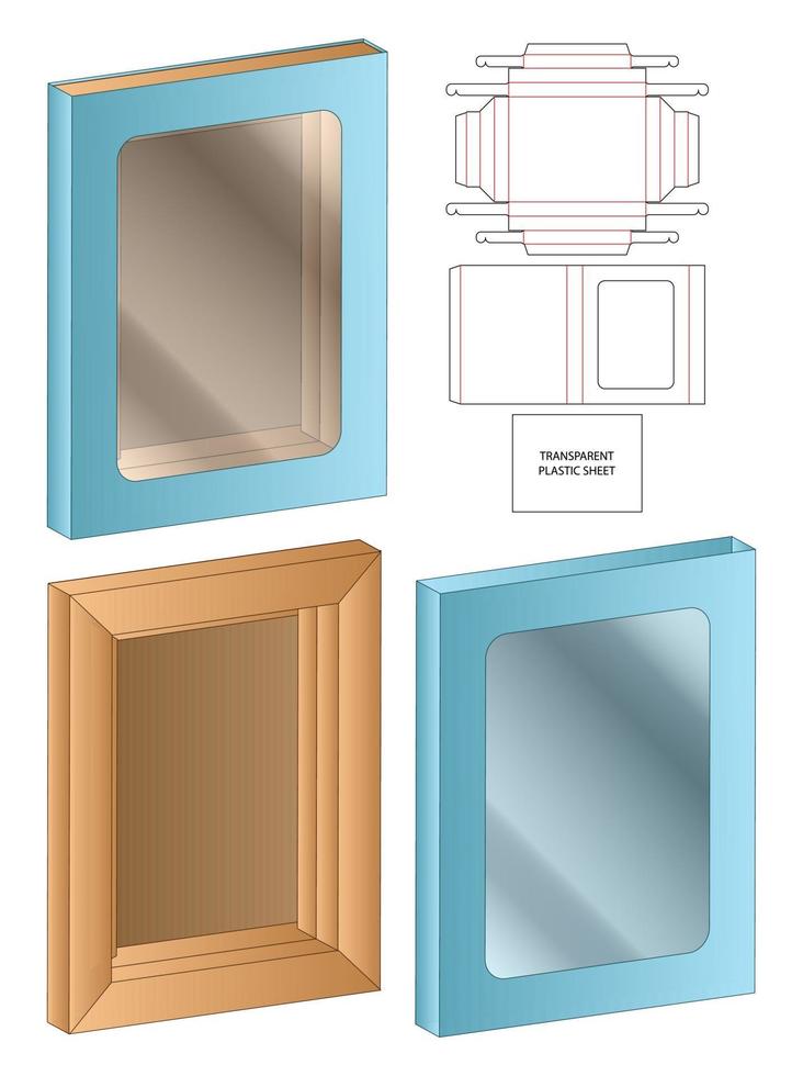 doos verpakking gestanst sjabloonontwerp. 3D-model vector