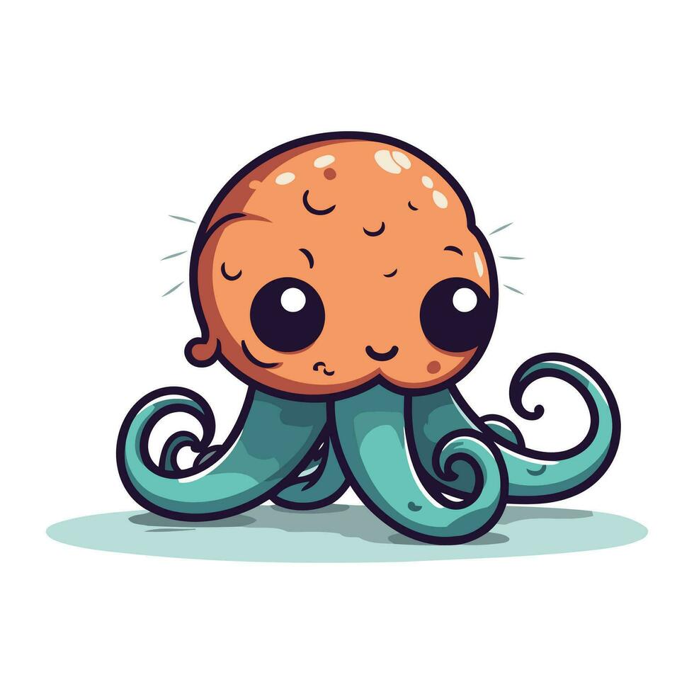 schattig tekenfilm Octopus. vector illustratie geïsoleerd Aan wit achtergrond.