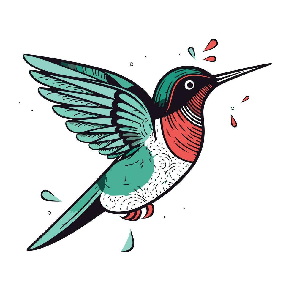 kolibrie. colibri vogel. hand- getrokken vector illustratie.