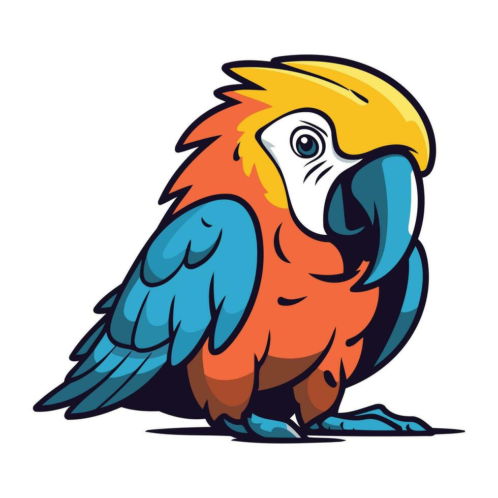 kleurrijk papegaai. vector illustratie geïsoleerd Aan een wit achtergrond.