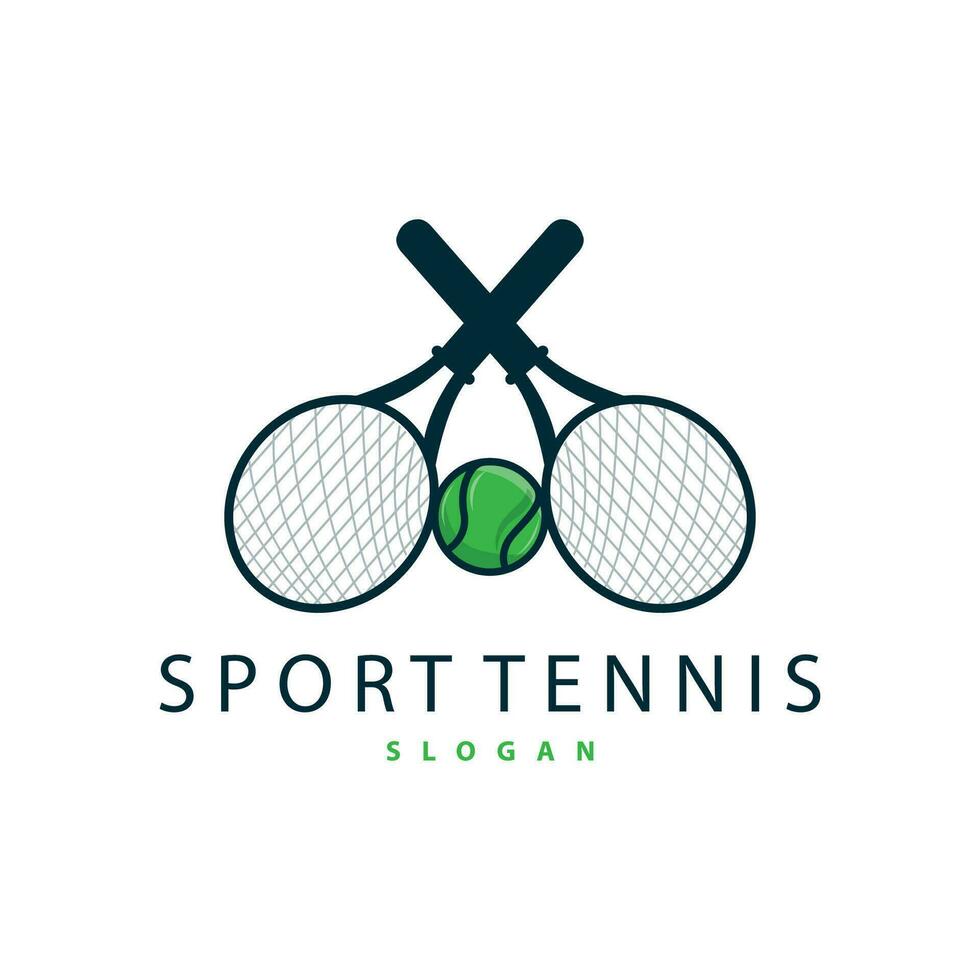 tennis sport- logo, bal en racket ontwerp voor gemakkelijk en modern toernooi kampioenschap sport- vector