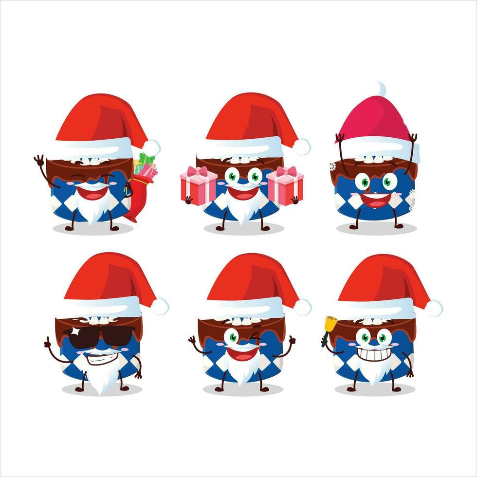 de kerstman claus emoticons met lieverd taart bosbes tekenfilm karakter vector