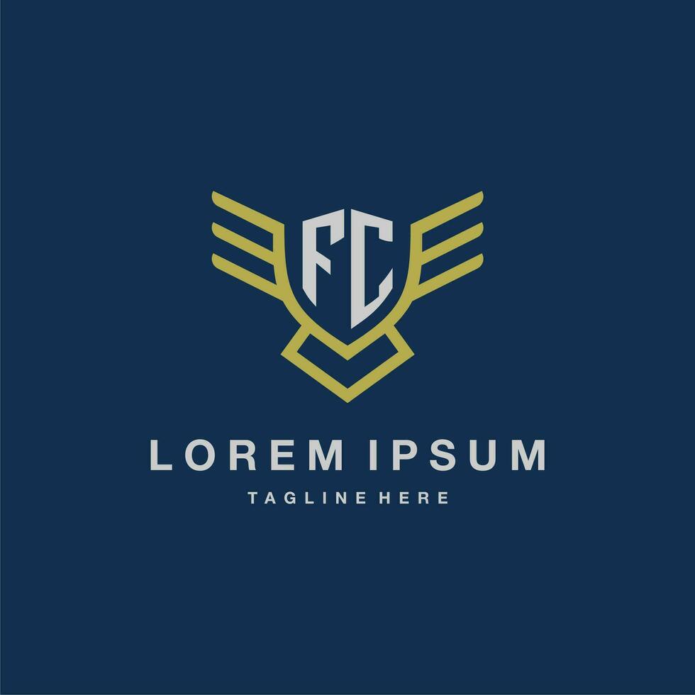 fc eerste monogram logo voor creatief adelaar lijn beeld vector ontwerp