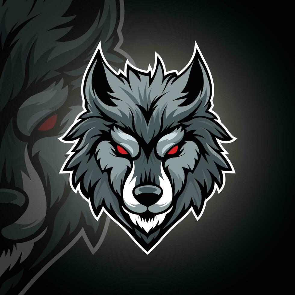 vector wolf gezicht esport mascotte logo ontwerp