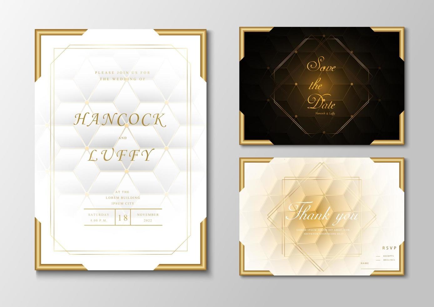 premium bruiloft uitnodigingskaart elegant met gouden frame vector