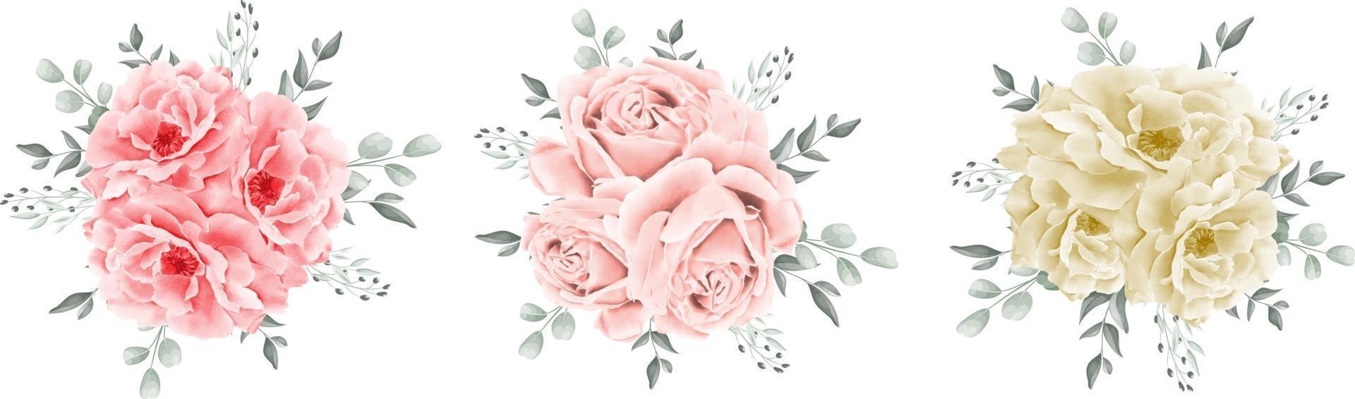 rozenboeket aquarel geïsoleerd op een witte achtergrond vector