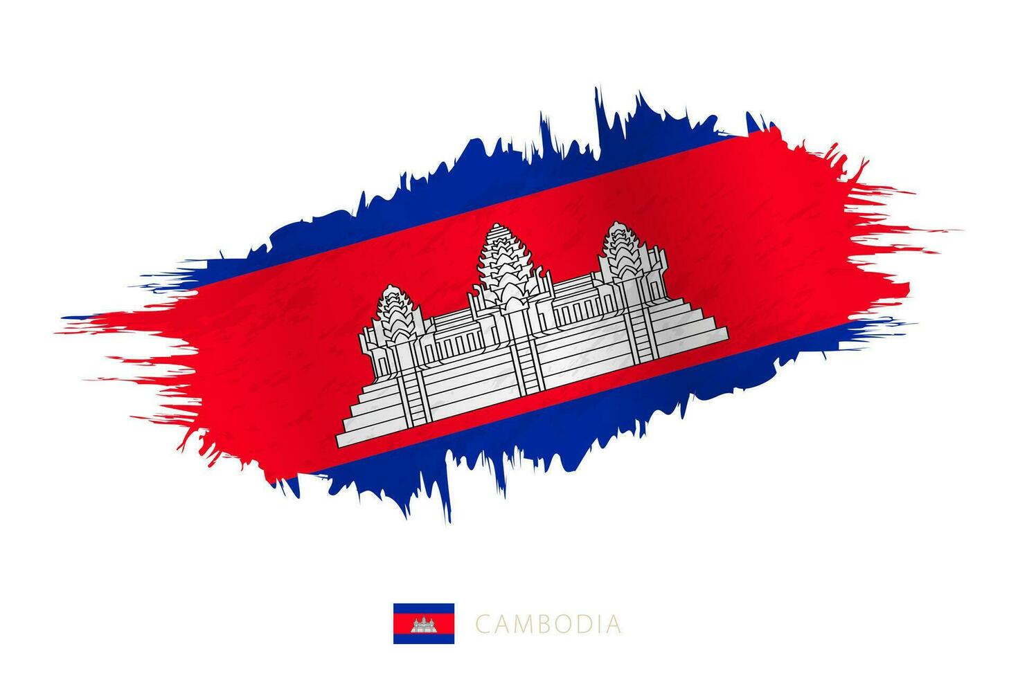 geschilderd penseelstreek vlag van Cambodja met golvend effect. vector