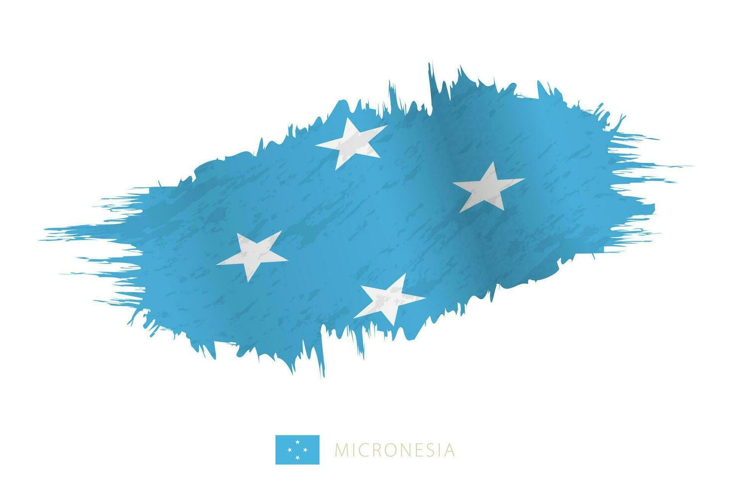 geschilderd penseelstreek vlag van Micronesië met golvend effect. vector