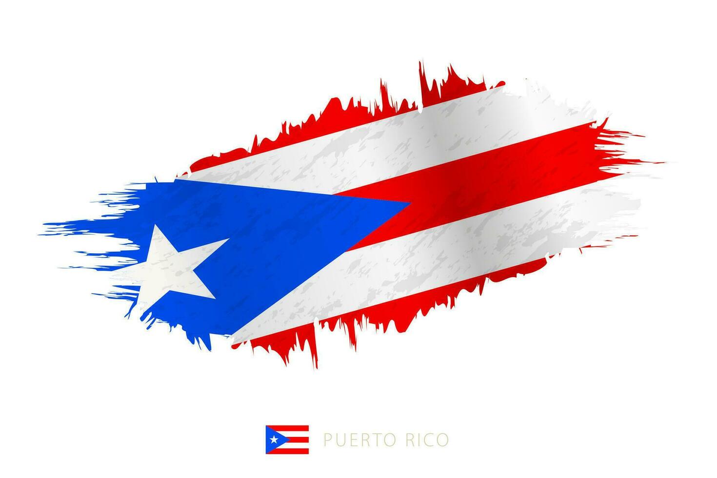geschilderd penseelstreek vlag van puerto rico met golvend effect. vector
