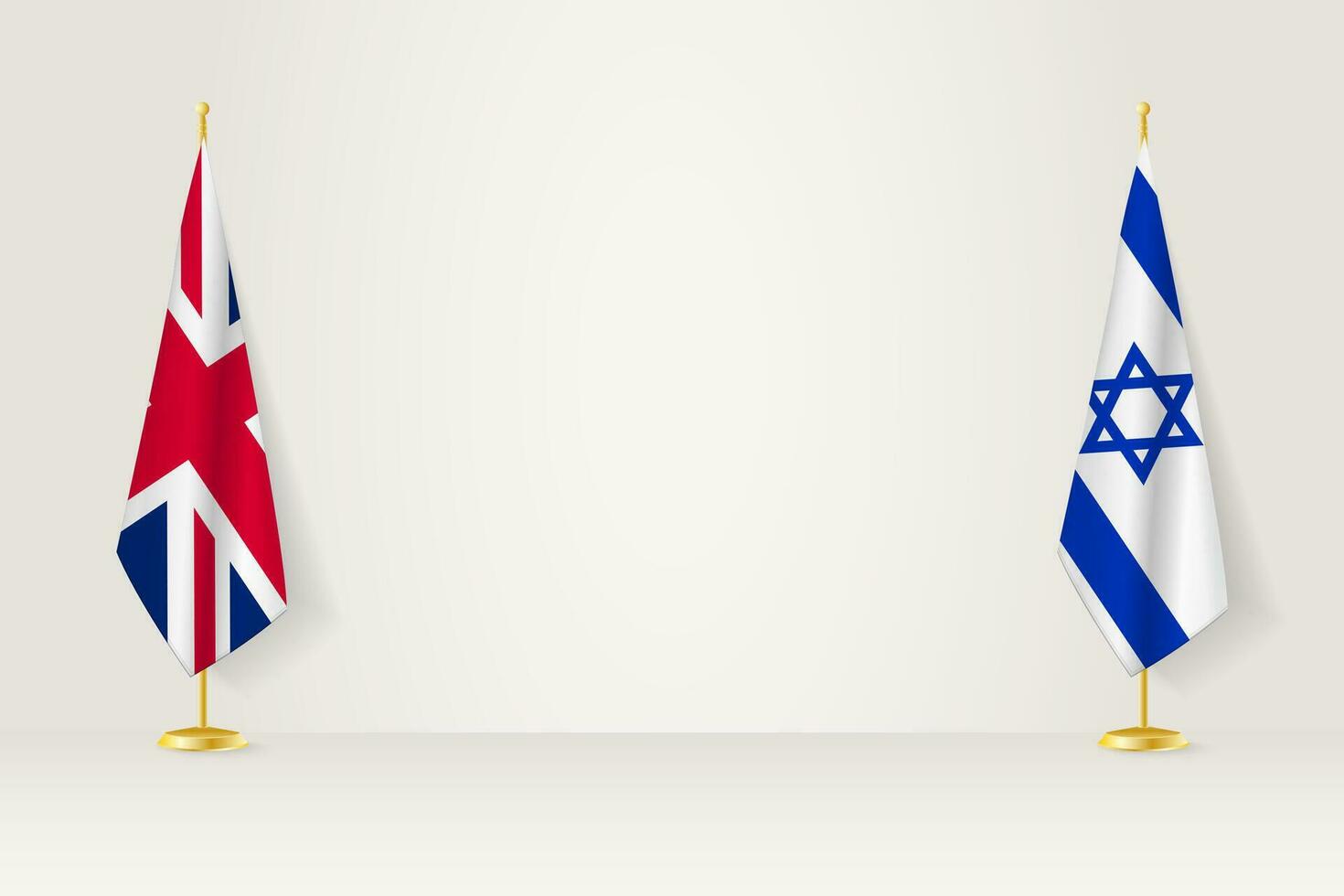 Verenigde koninkrijk en Israël vlag Aan binnen- vlaggenmast, vergadering concept tussen Israël en Verenigde koninkrijk. vector