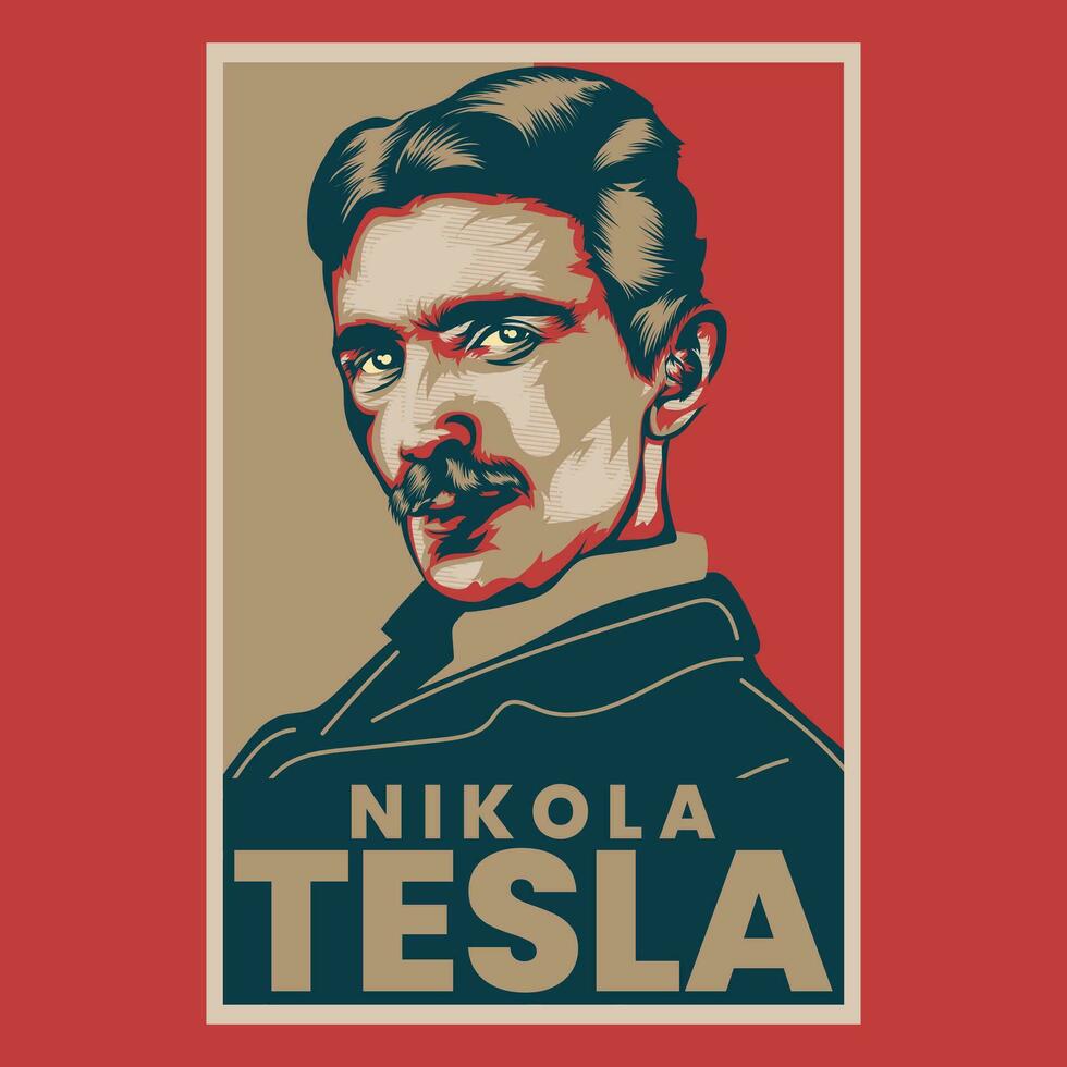 nikola Tesla retro poster vector illustratie