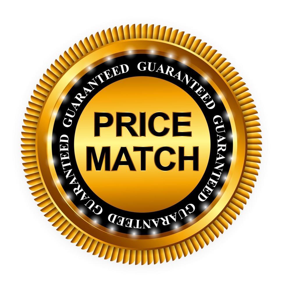 prijs match garantie gouden label teken sjabloon vector