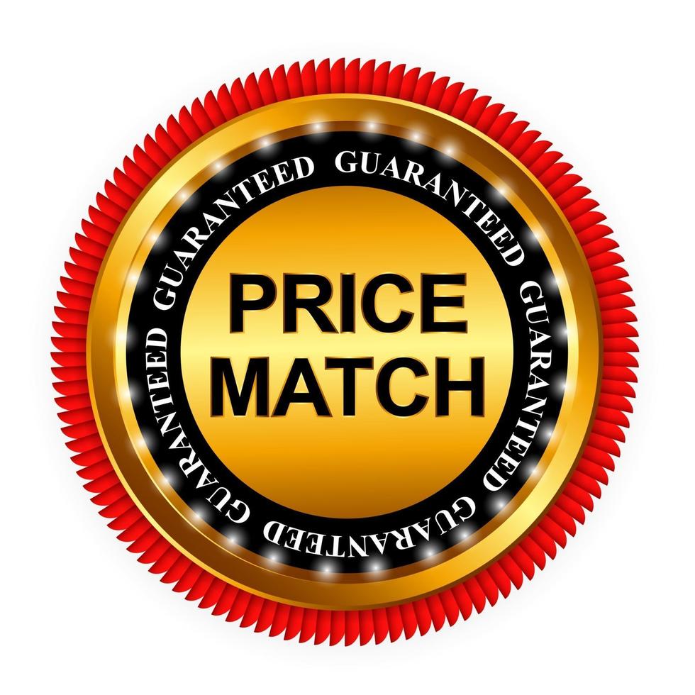 prijs match garantie gouden label teken sjabloon vector