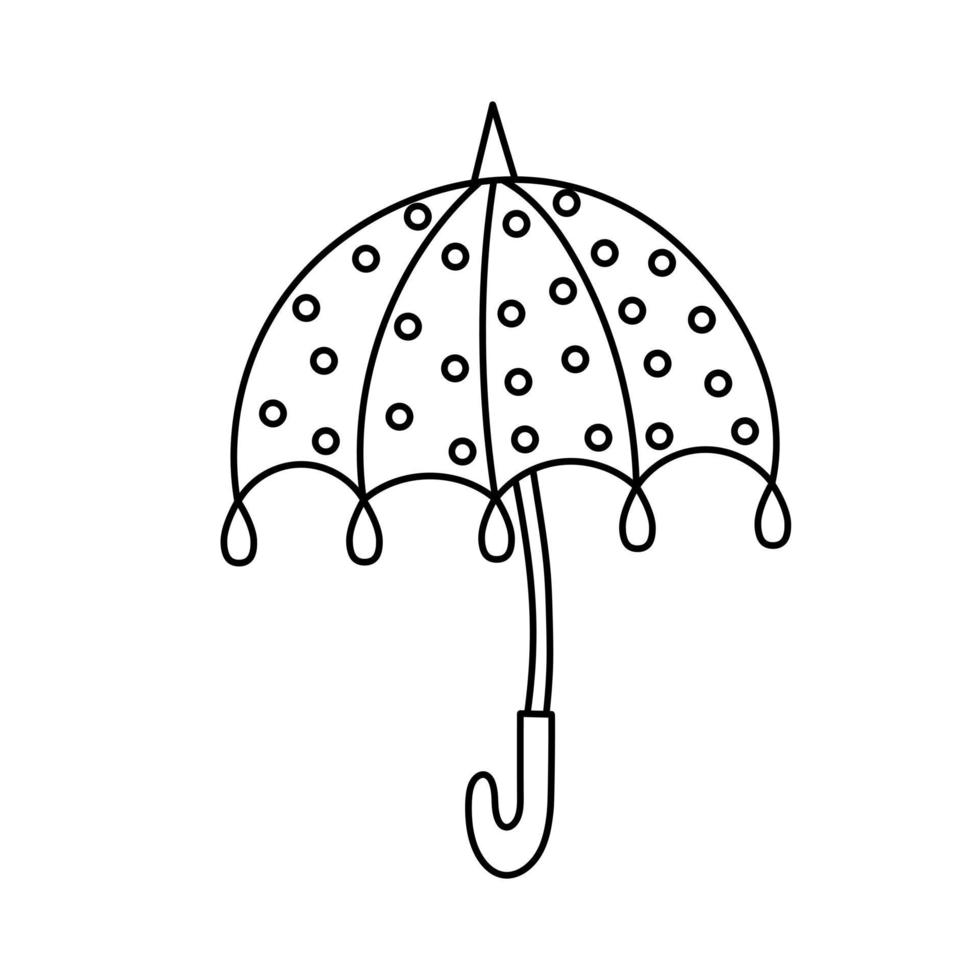 polka dot paraplu in doodle stijl. vector