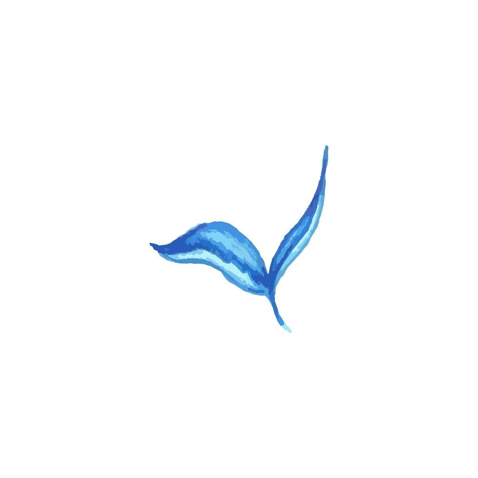blauwe aquarel leves voor logo of huwelijksuitnodigingen vector