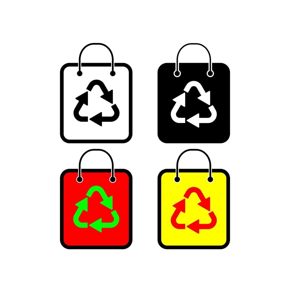 papieren boodschappentas instellen met recycle-pictogram vector