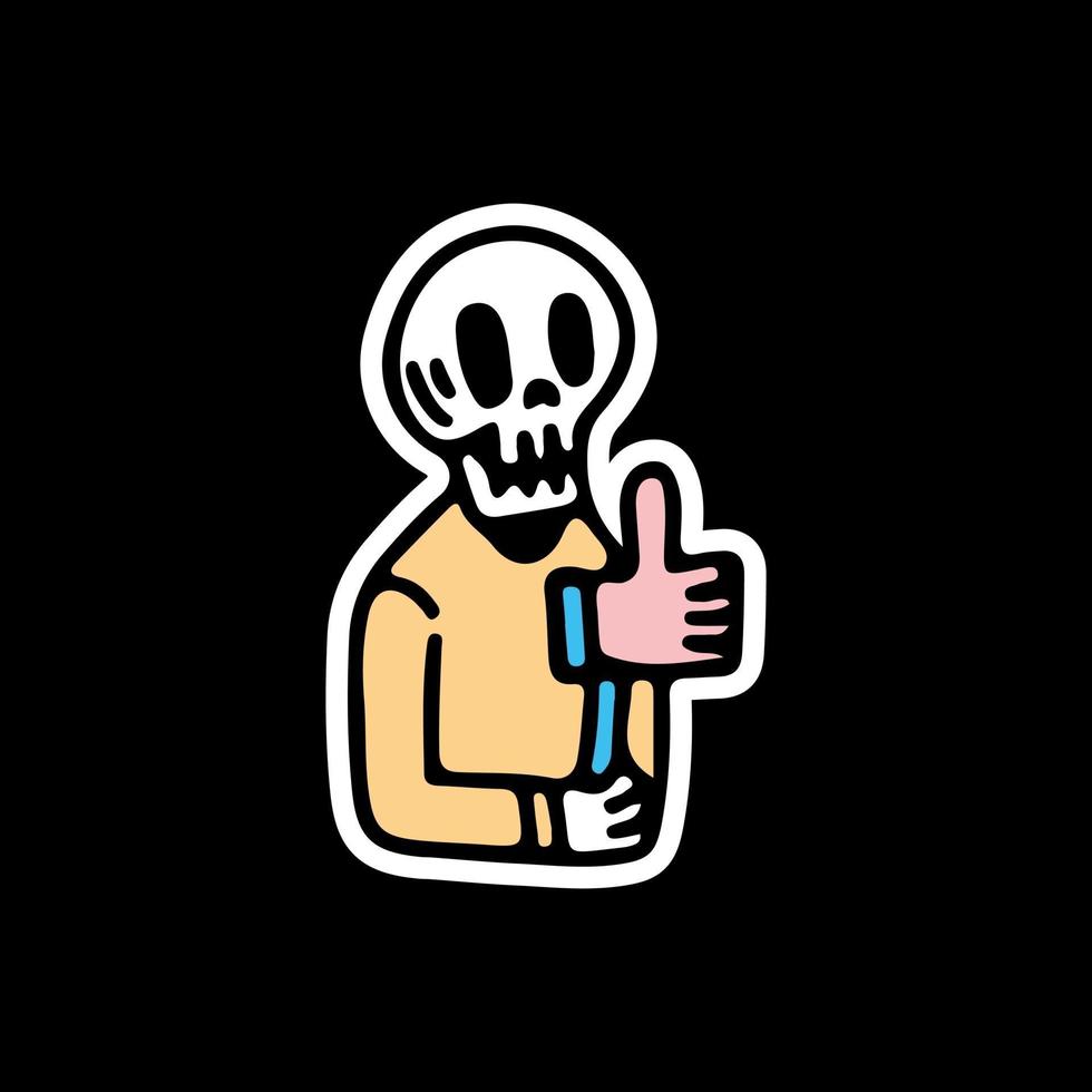 skelet bedrijf duimen omhoog teken illustratie. vector voor t-shirt