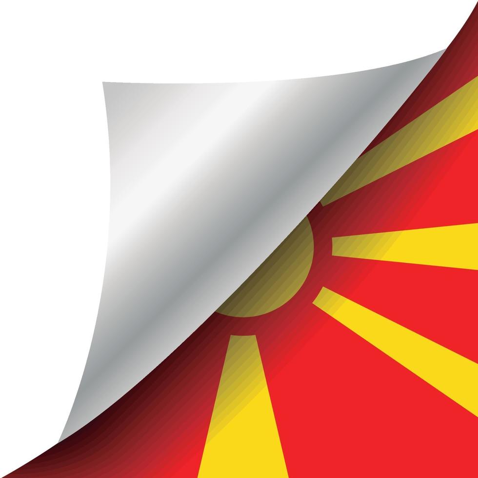 vlag van macedonië met gekrulde hoek vector