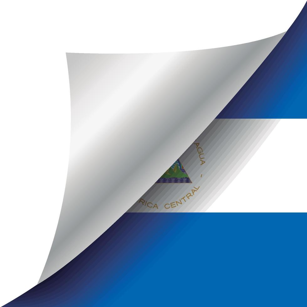 vlag van nicaragua met gekrulde hoek vector