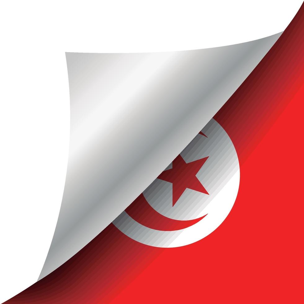 vlag van tunesië met gekrulde hoek vector