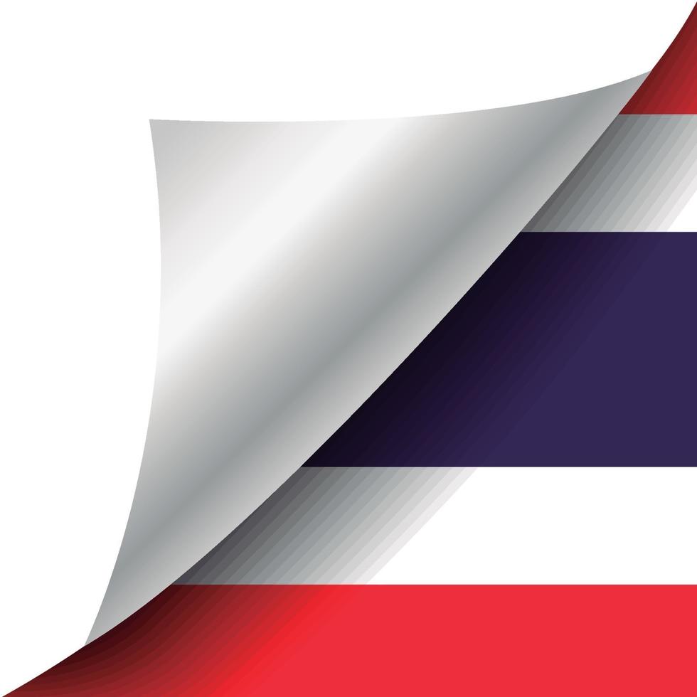 vlag van thailand met gekrulde hoek vector