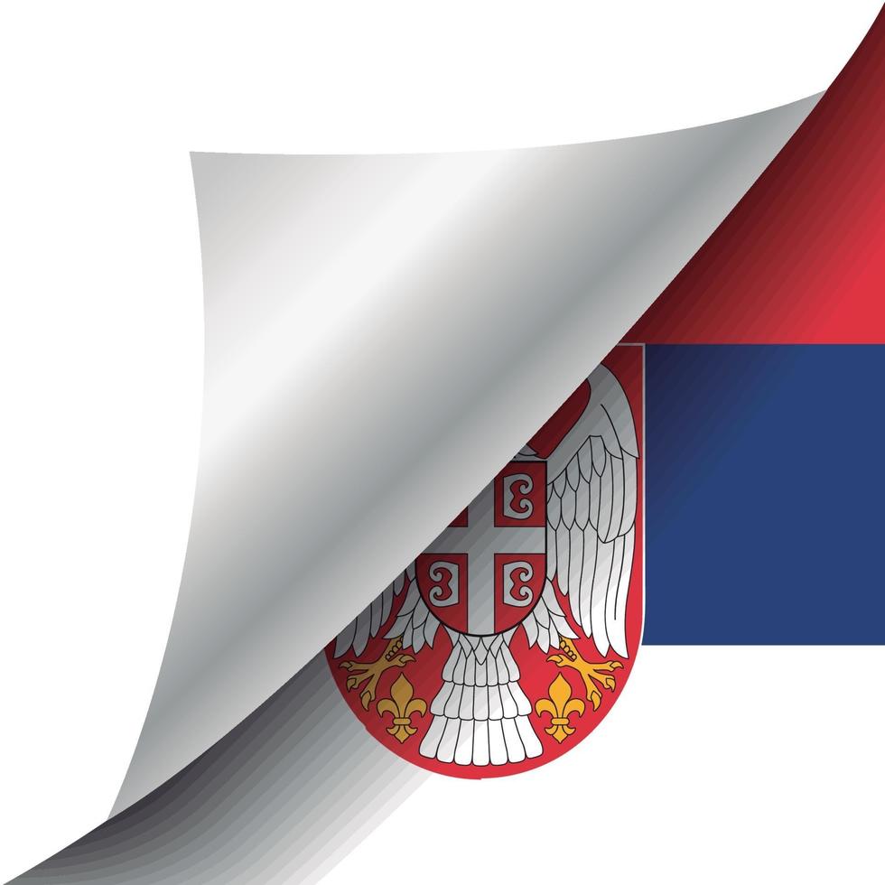 vlag van servië met gekrulde hoek vector