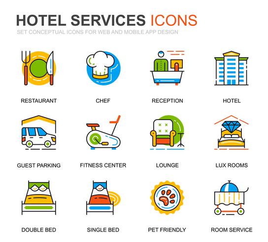 Simple Set Hotel-servicelijnpictogrammen voor website en mobiele apps vector