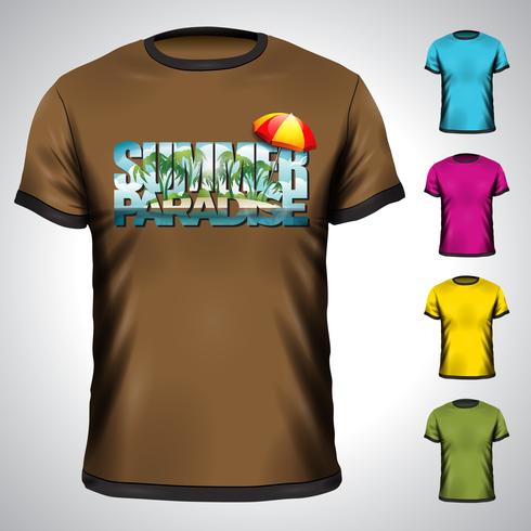 t-shirt met zomer vakantie illustratie instellen. vector