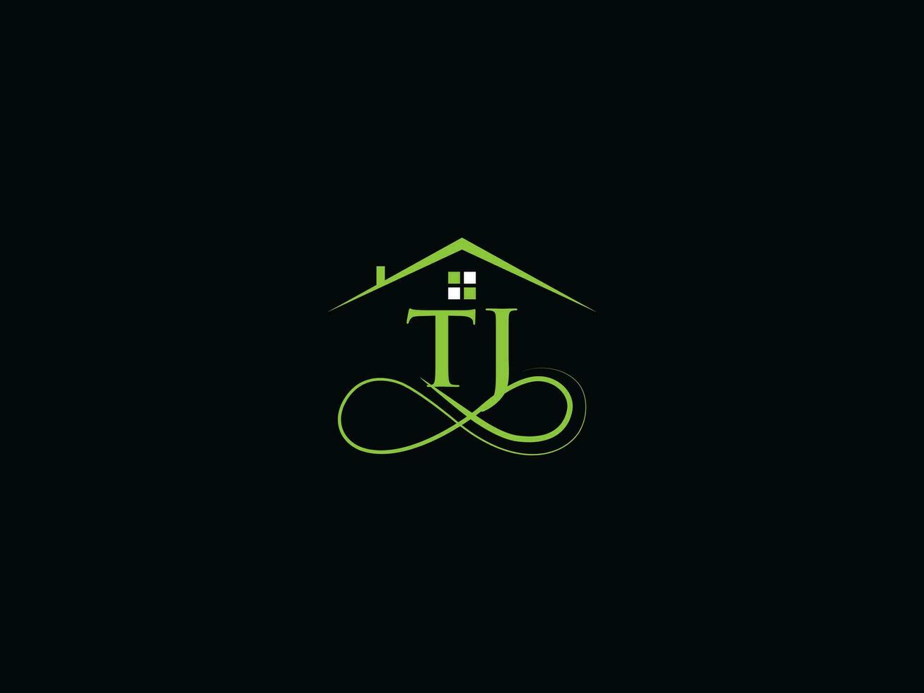 modern gebouw tj logo icoon, luxe tj echt landgoed logo brief vector