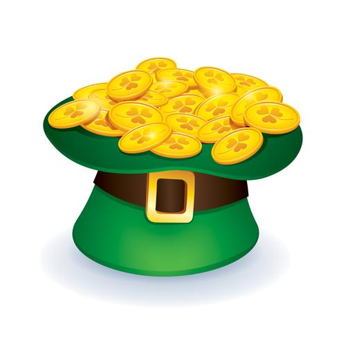 cilinderhoed met gouden munten vector