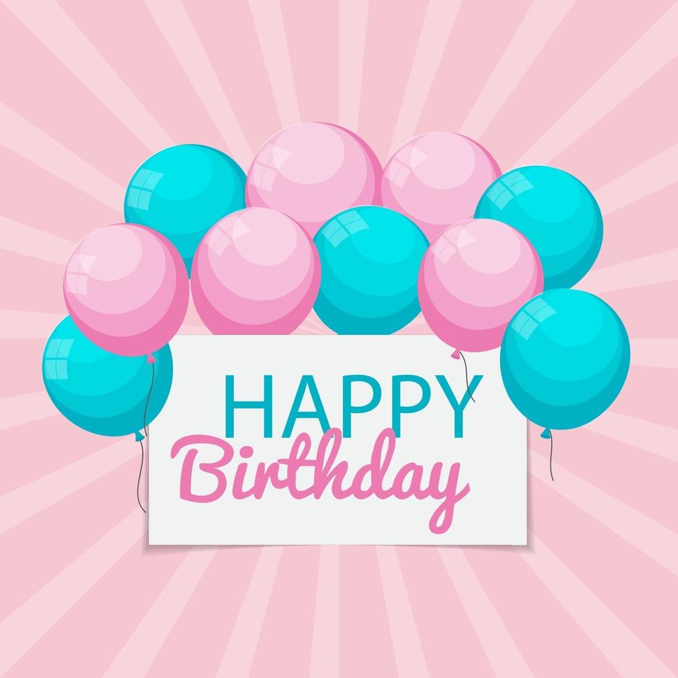 kleur glanzend gelukkige verjaardag ballonnen banner achtergrond vector