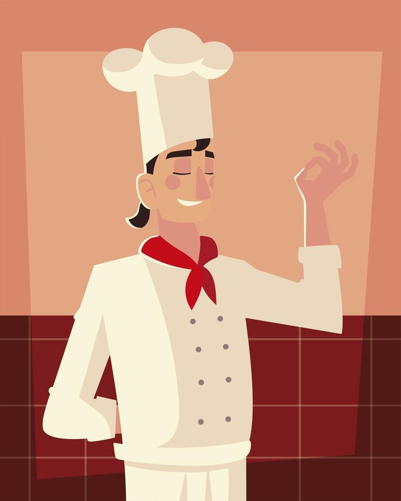 jonge mannelijke chef-kok, professioneel restaurant vector