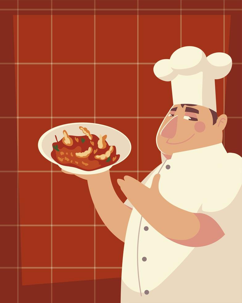 chef-kok serveert eten werknemer professioneel restaurant vector