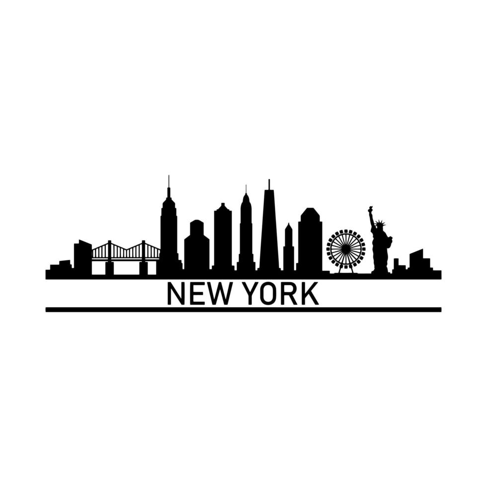 skyline van new york geïllustreerd op witte achtergrond vector