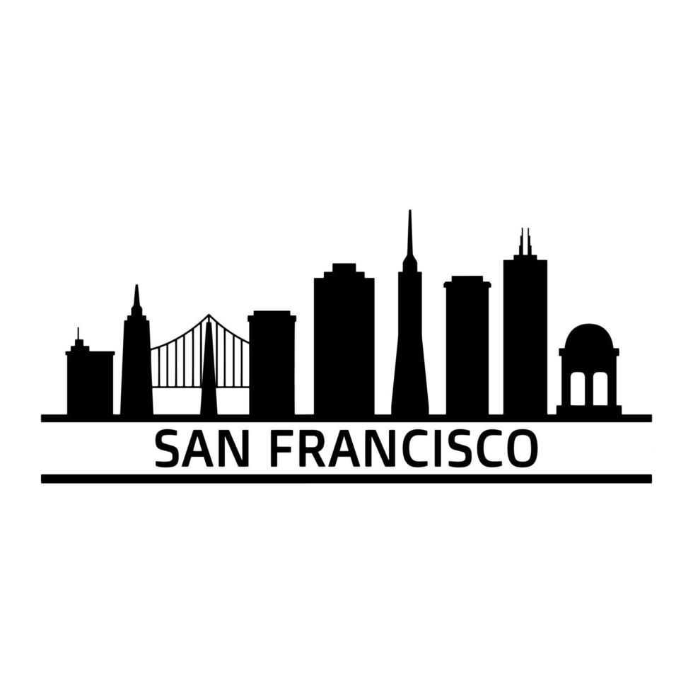 san francisco skyline geïllustreerd op witte achtergrond vector