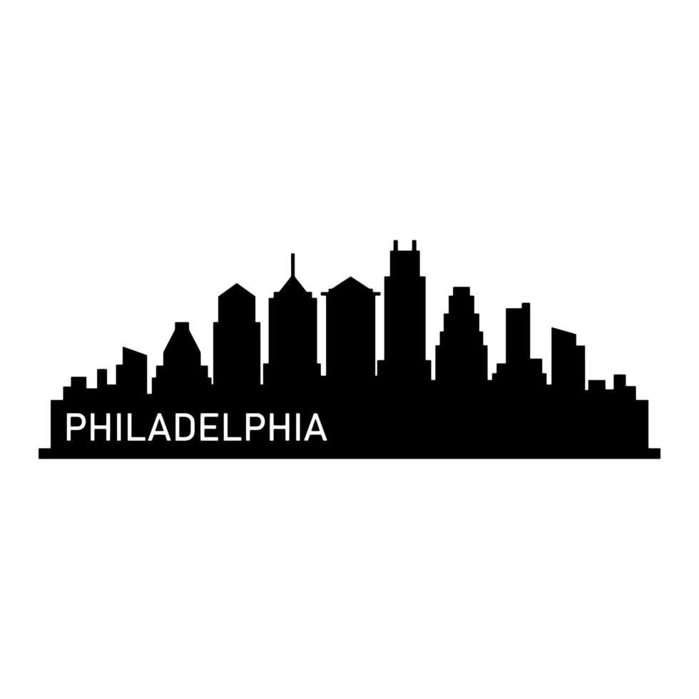 philadelphia skyline geïllustreerd op witte achtergrond vector