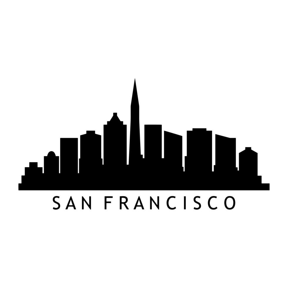 san francisco skyline geïllustreerd op witte achtergrond vector