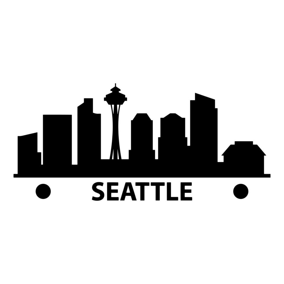 skyline van Seattle geïllustreerd op een witte achtergrond vector