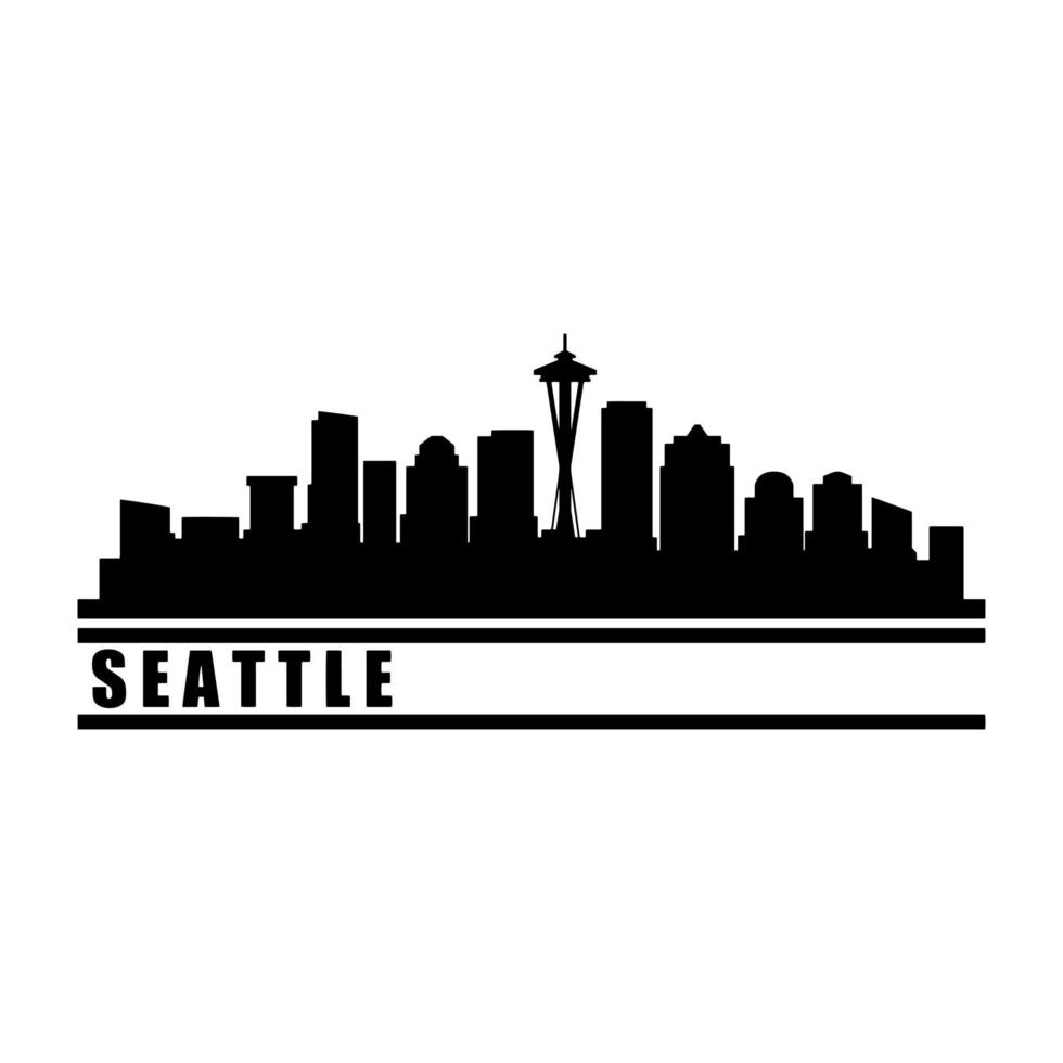 skyline van Seattle geïllustreerd op een witte achtergrond vector