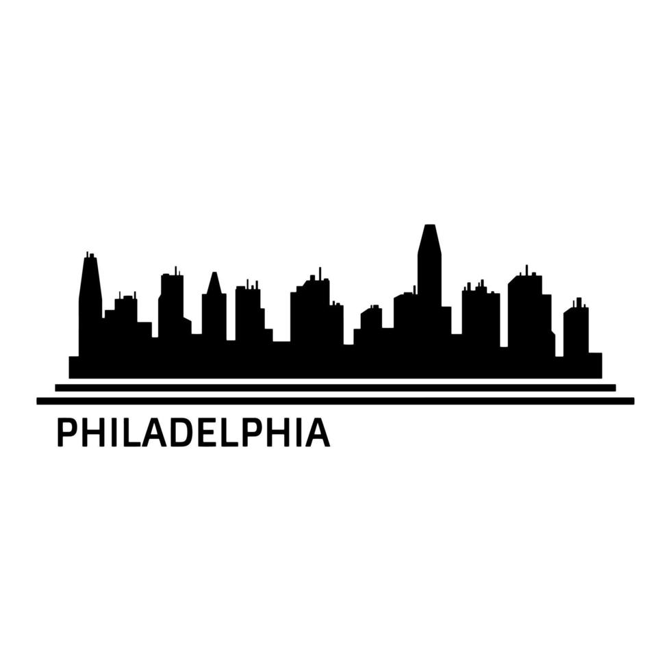 philadelphia skyline geïllustreerd op witte achtergrond vector