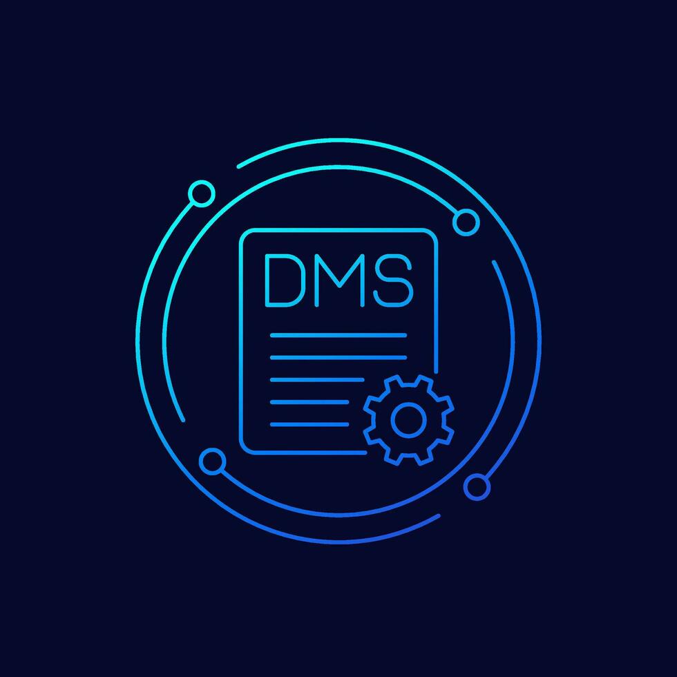 dms icoon, document beheer systeem, lineair ontwerp vector
