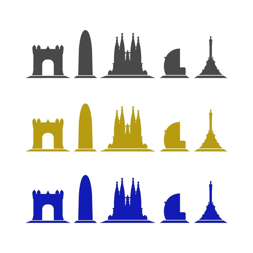 skyline barcelona geïllustreerd op witte achtergrond vector