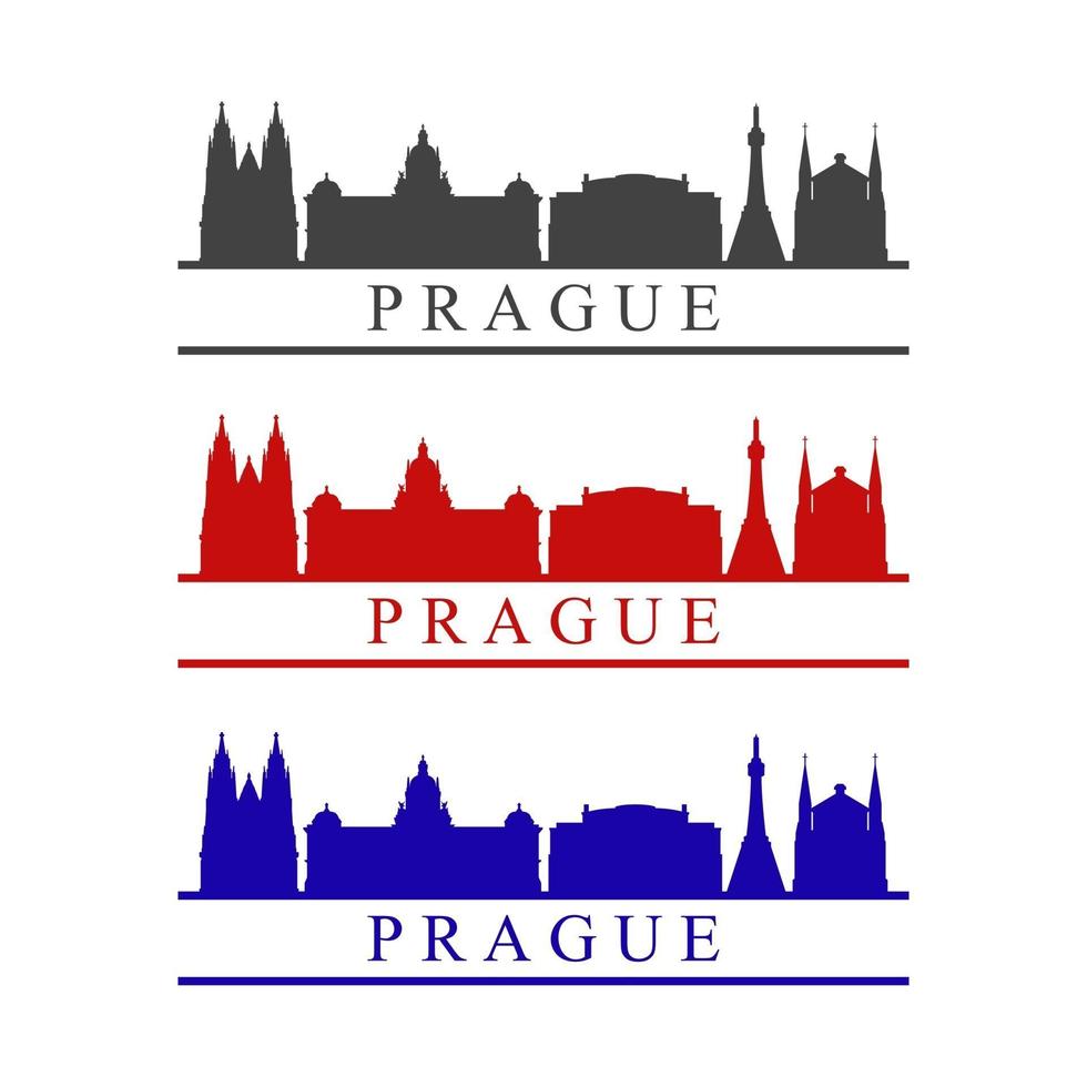 skyline van praag geïllustreerd op witte achtergrond vector