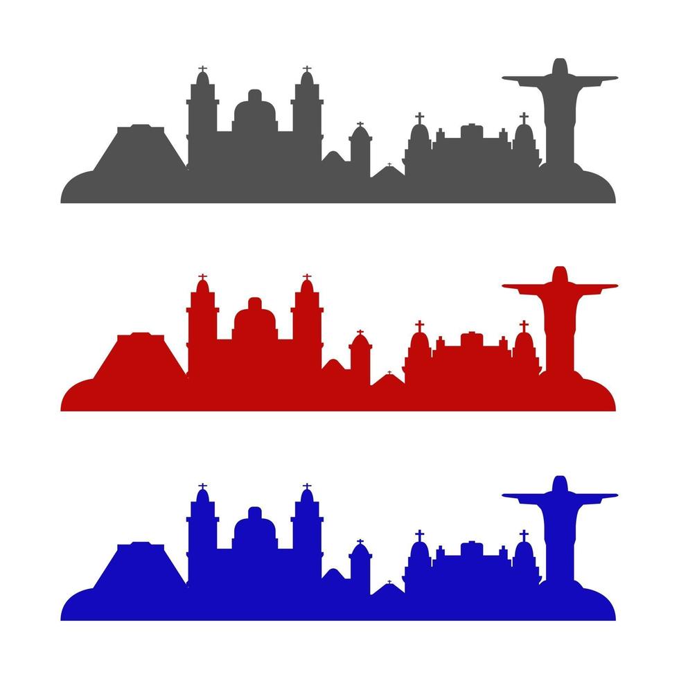 rio de janeiro skyline geïllustreerd op witte achtergrond vector