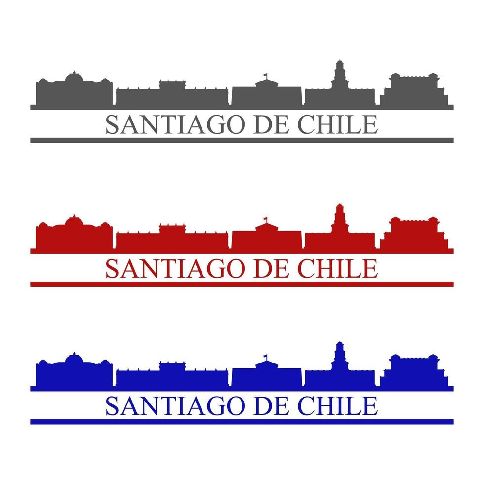 santiago de chili skyline geïllustreerd op witte achtergrond vector