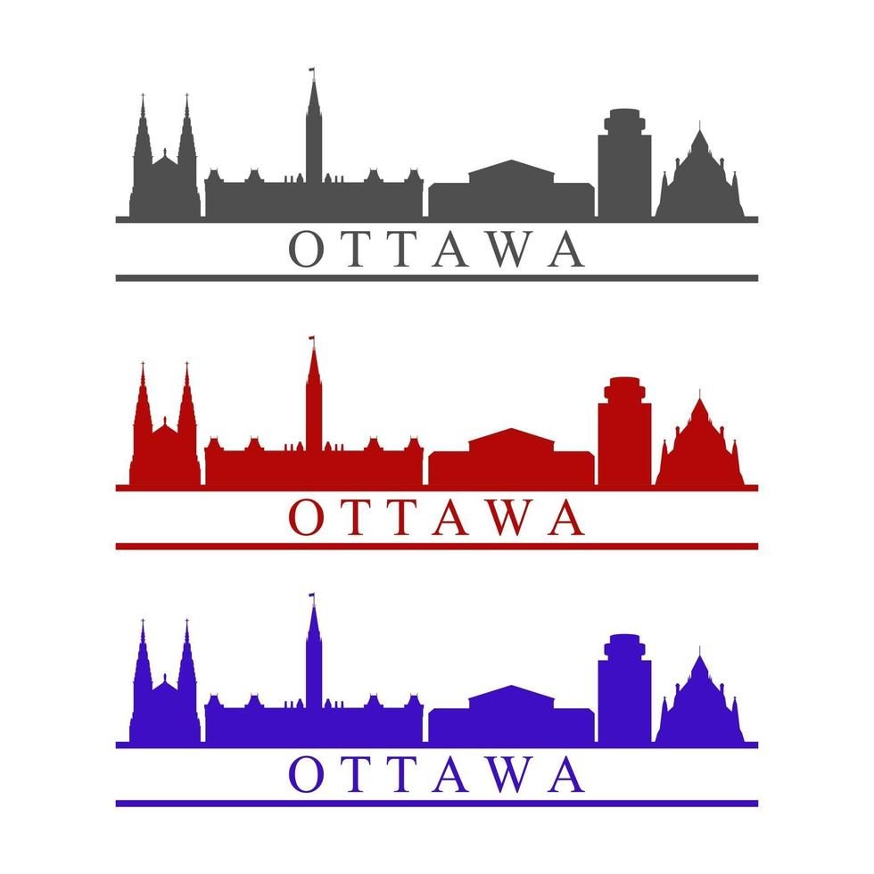 ottawa skyline geïllustreerd op witte achtergrond vector