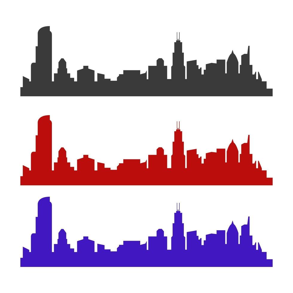 skyline van chicago geïllustreerd op witte achtergrond vector