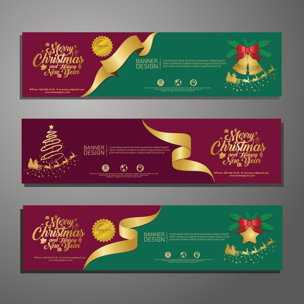 decor sjabloonontwerp vrolijk kerstfeest horizontale banner vector