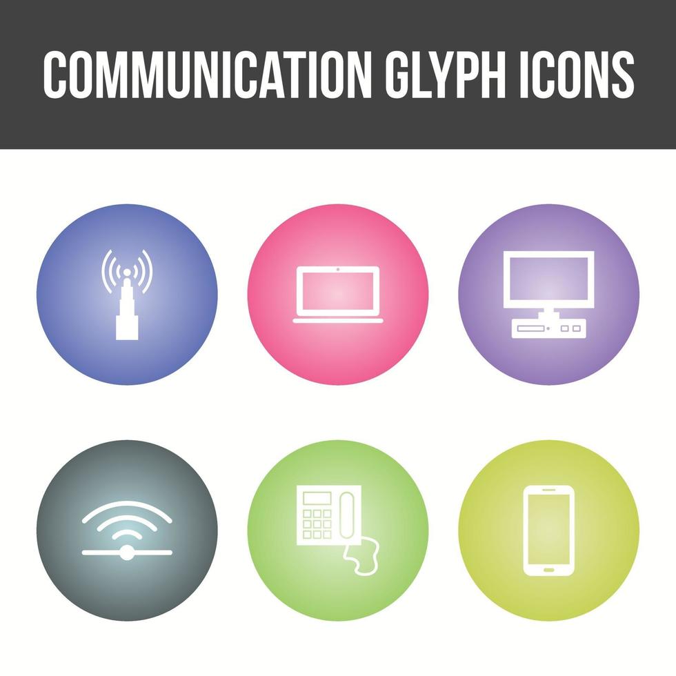 unieke communicatie glyph vector icon set