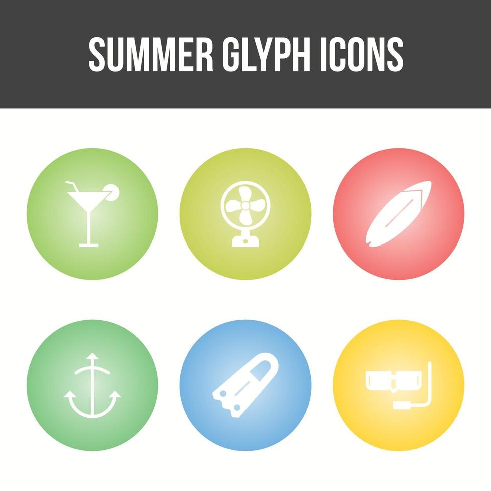 unieke zomer glyph vector icon set